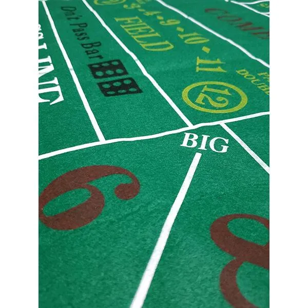 Premium Felt 6ft x 3ft Craps Layout, Featuring Genuine Four Queens Downtown Las Vegas Casino Craps Dice Yellow Frosted