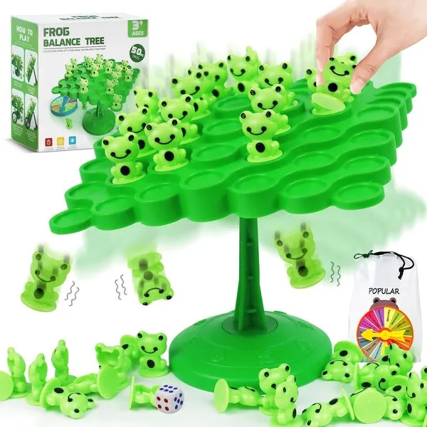 kykake Frog Balance Game Toys,Two-Player Balance Game Tree Parent-Child Interactive Family Tabletop Puzzle Game Montessori Toy,Birthday Christmas Bulk Frogs Board Game for Kids Adults (Frog)…