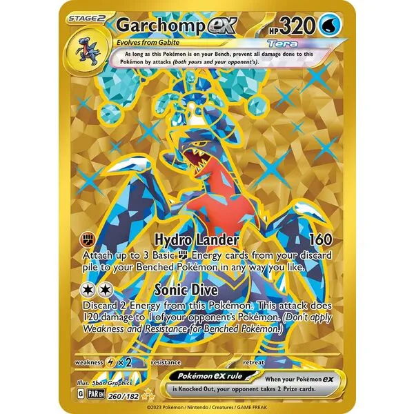 Pokemon -Garchomp ex 260/182 - Paradox Rift - Hyper Rare - Gold Foil - Single Card
