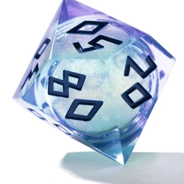 HEIMDALLR Liquid Core Dice Set with First Ever LED Display Case - 7-PC Hand-Painted Sharp Edge DND Dice Set with Gift Dice Box - Resin Dungeons and Dragons Dice Set (D&D Dice Set) (Aurora)