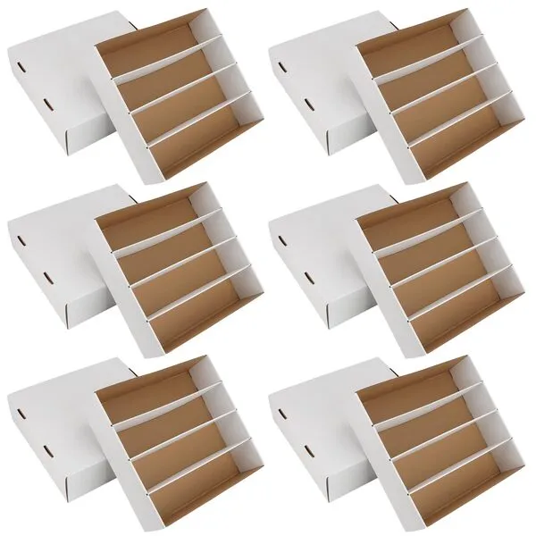 HIMOMO Collector Card Storage Box 3120 Count Trading Cards Box White Sports Card Boxes Card Sorting Tray Card Sleeve Cases Card Collection Box for Soccer Basketball Cards(6 Set)