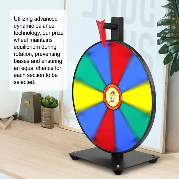 Pionites 12 Inch 10 Slots Prize Wheel Tabletop or Wall Mount Fortune Spin with Dry Erase Marker and Eraser for Engaging Home Parties, Trade Show, Carnival Events