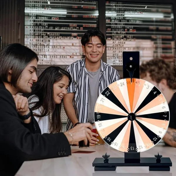 hklllm Acrylic Spinning Prize Wheel 12 inches with Stand 24 Slots Colors Tabletop with Dry Erase Marker and Eraser for Prizes,for Trade Shows,Office Games, and Parties
