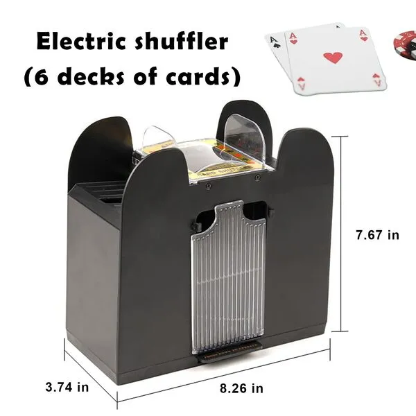Marpros Card Shuffer 2/4/6 Deck,Card Shuffler 2/4/6 Deck Automatic with Battery Operated Electric Shuffler for Family Party Poker/Blackjack/UNO(1-6 Deck Card Shuffler Use Battery)