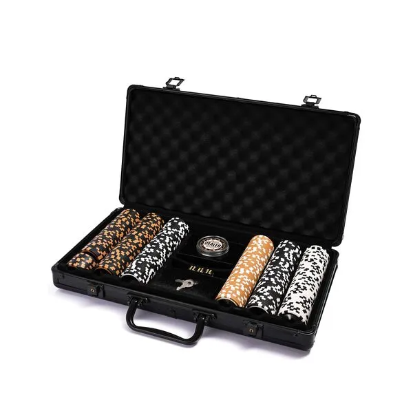 DN DECONATION 14 Gram Clay Poker Chip Set for Texas Hold’em,300 PCS Professional Casino Blackjack Game with 2 Decks of Waterproof Poker,Dealer Button,Dice,High-end Black Carry Case,Gift for Men Adult