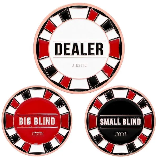 JIESITE Dealer Buttons, Texas Hold\'em Casino Grade Metal Dealer Buttons, 3 Piece Deluxe 2.1/1.7 Inch Poker Accessory Set