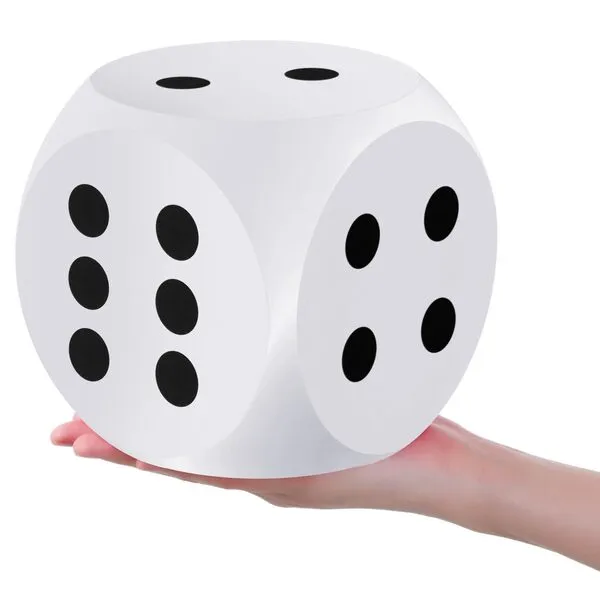 Shappy 6 Inches Foam Dice Fun Filled Large Educational Toy Kawaii Giant Dice Decorative Eva Foam Jumbo Dice Big Square Building Blocks for Board Game Nights Learning Sessions (White)