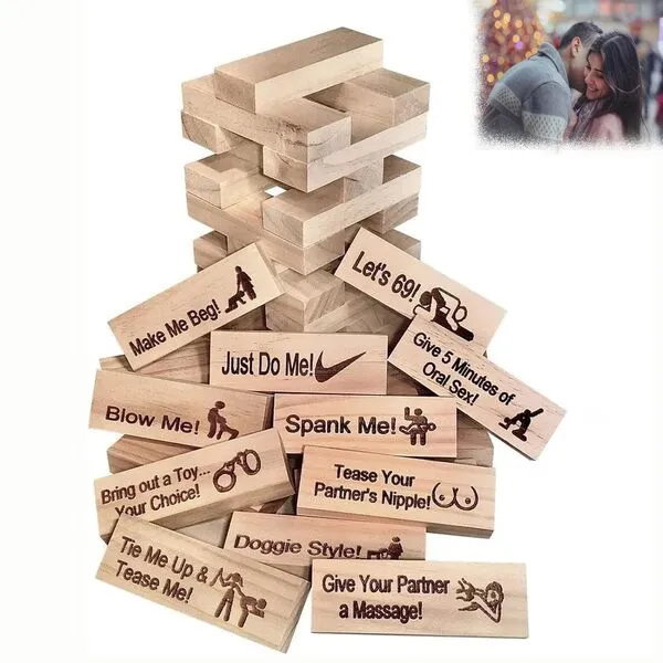 ERMOPATRY Super Naughty Block Tower Game,Couple Activities & Date Night Ideas,Valentine Tumbling Tower Stacking Blocks Game for Adults Couples Night Party Game Gift (1 Set)