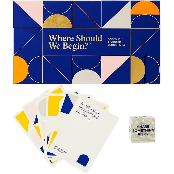 ESTHER PEREL Where Should We Begin Game of Stories - Conversation Cards for Couples, Friends, & Co-Workers - Interactive Couples Game w/ 200 Cards, & Dice - 2-6 Player Card Games for Couples