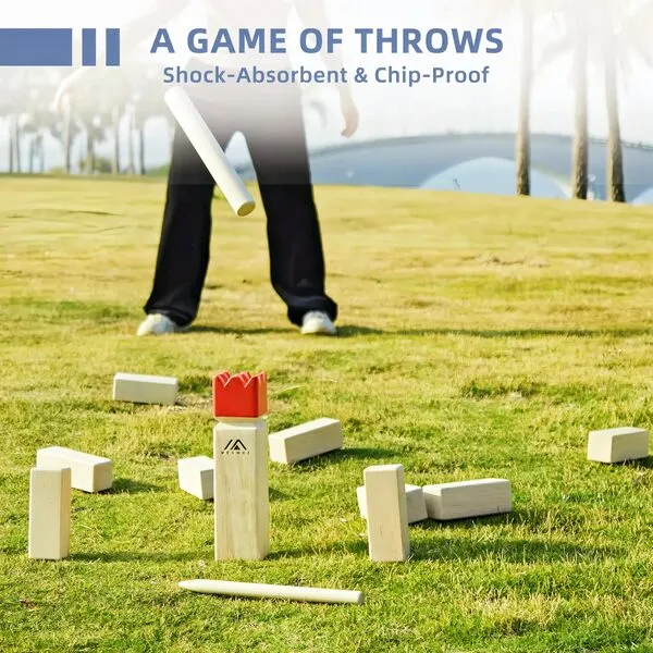 Megwoz Kubb Yard Game Set, Outdoor Games for Adults and Family with Carrying Case, Rubber Wood Backyard Lawn Games Set for Kids and Adults, Giant Viking Chess Game for Beach and Backyard