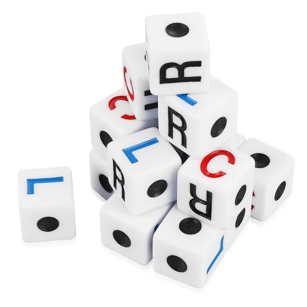DSLSQD 16 Pcs Left Right Center Dice, 16mm Standard Size 6 Sided Left Right Center Dice Game for Left Right Center Game Dice Games Accessorie (Simple Version)