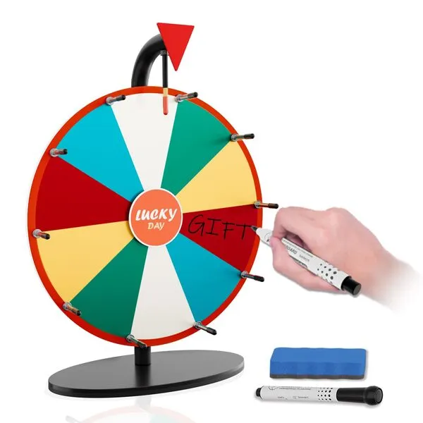 Heavy Duty Prize Wheel,12 Inch Prize Wheel Spinner with Stand,10 Color Slots,1Bracket,Dry Erase Kit - Wheel of Fortune Game for Carnival, Casino & Trade Show.