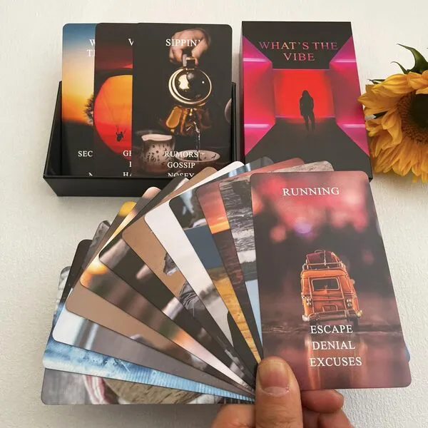 Jrskvaro What\'s The Vibe Oracle Cards Deck, Oracle Cards for Beginners, Oracle Deck Used for Career and Life Relationships, Twin Flame, Soulmate, Karmic Connection