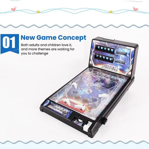 Rasul Mini Pinball Games, Electronic Tabletop Pinball Machine Shooting Toy for Indoor Game Room with Light and Scorekeeper, Desktop Ball Game Retro Nostalgia Arcade Machine for Kids Adults