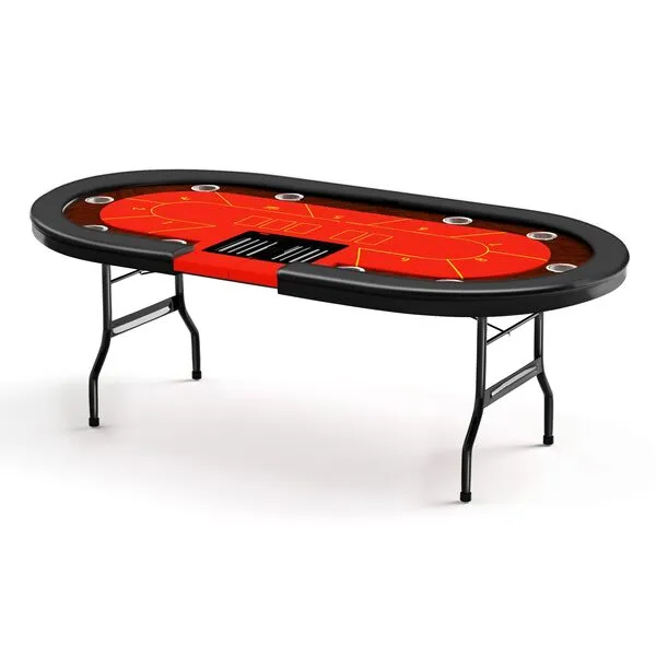Premium 10 Player Foldable Poker Table with Cup Holders, 84