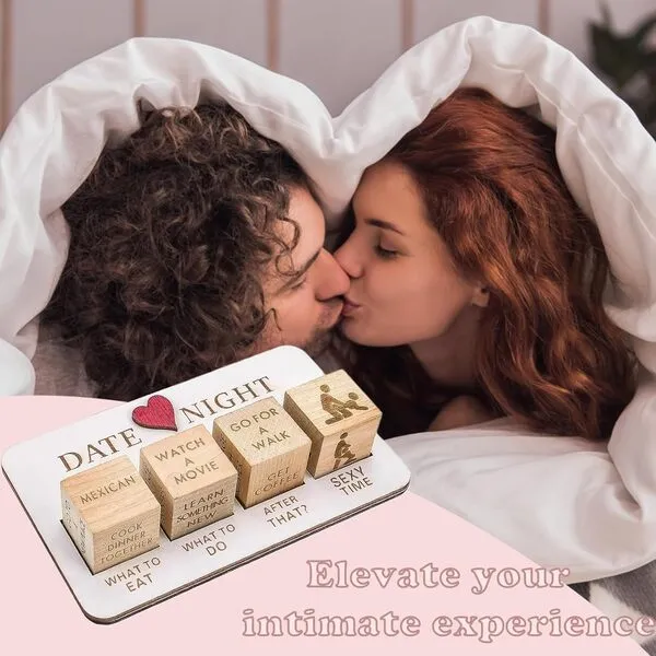 HOXSURY Date Night Dice for Couples, Fun Night Dating Decision Dice,Wooden Couple Dating Fun dice, Love Dice, Food Decision Dice, Date Ideas for Couples,Gifts for Boyfriend-Girlfriend