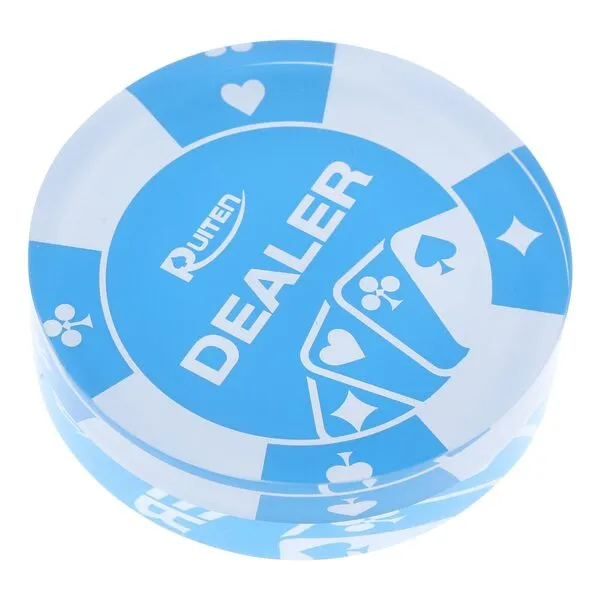 Abaodam Acrylic Poker Dealer Button: Blue Poker Game Dealer Large Poker Gambling Tokens for Poker Games Gambling Card Games Texa-s Festival Poker Nights Supplies