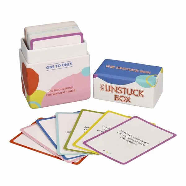 The Unstuck Box One to Ones Cards- Thought-Provoking Conversation Prompts for Effective Manager Check-ins