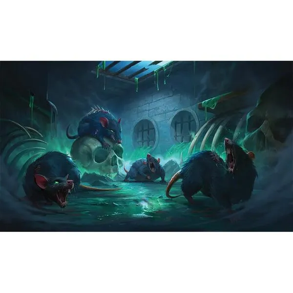 Fantasy North - Plague Rats - TCG Trading Card Game Playmat and Mouse Pad - 24 x 14 inches - Perfect for Magic MTG Commander Pokemon Yugioh and Other Card Games