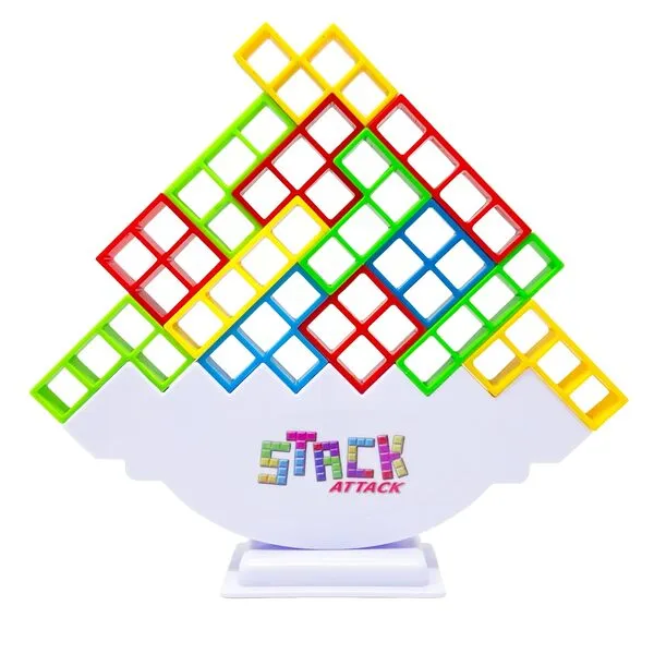 DiFFY TOYS AND GAMES Stack Attack Block Balancing Game | Family Game Night Favorite | Exciting for Kids & Adults | Play Solo or Challenge Friends | Social Media Sensation | for Ages 3+