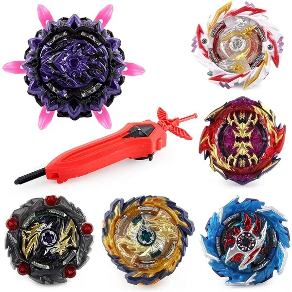 JIMI Bey Battling Top Blade Battle Set, 6 Burst Spinning Tops 1 Launcher, Toy for Kids Boys Ages 6 7 8 9 10 11 12+