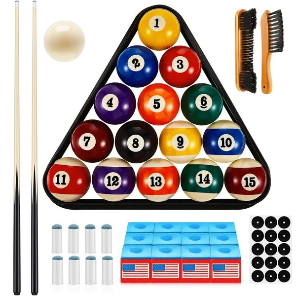 Outus 42 Pcs Pool Table Billiards Accessories Kit Pool Billiard Ball Set for Kids Include 2 Pcs 36
