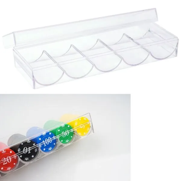WLSANX 10 Pack Clear Acrylic Poker Chip Holders (with lids) - Holds 100 Chips Each