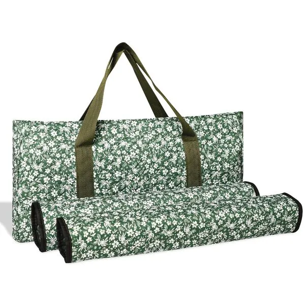 GUSTARIA Empty Mahjong Bag, Green Soft Printed American Mahjongg Bag with Two Wrappers (Case Only)