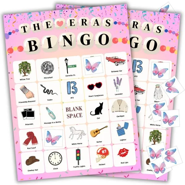 Echoglimmer Bingo Taylor Party Favors | Birthday Games | TS Party Supplies for 24 Players | Taylor Party Favors | Birthday Party Favors Decorations | Party Decor