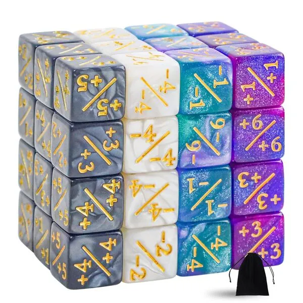 48 Pieces MTG Dice Counters Token Dice Glitter Dice Sparkle Dice,MTG D6 Dice Cube,Loyalty Dice Compatible with MTG, CCG, Card Gaming Accessory,4 Styles (Blue and Purple)