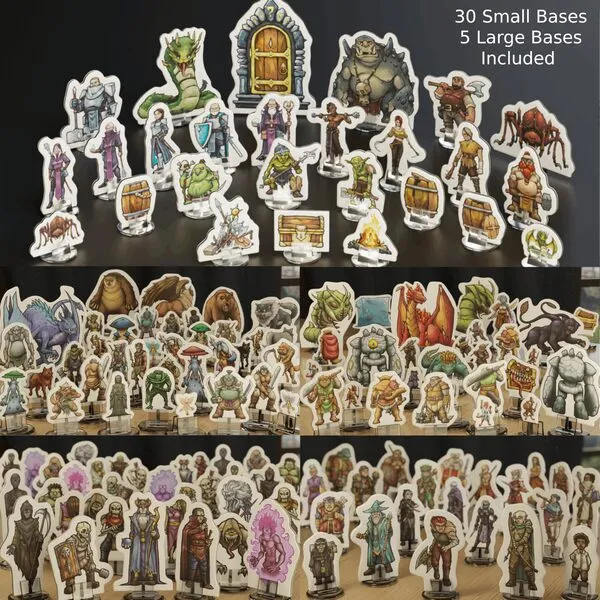 Wanderers Emporium 183x Hard Flat DND Miniatures with Bases | Dungeons and Dragons Starter Set 5e Mini Figures, Pawns, Standees, Tokens (DM Starter Set, 183, Miniatures)