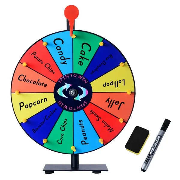 LRMBKM 12 Slots Prize Wheel,12 Inch Prize Wheel Spinner with Stand and Heavy Duty Base,Spinning Wheel for Prizes,Spin The Wheel for Fortune Spinning Game Carnival & Engaging Home Parties,Tradeshow.