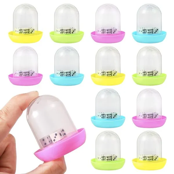 12 Pack Mini Dice Cup Set，Party Favors for Adults Kids Toddlers, Plastic Shaker Dice Game，Shaker Cup Desk Toys, Classroom Rewards, Carnival Prizes, Goodie Bag Stuffers, Treasure Box, Pinata Fillers