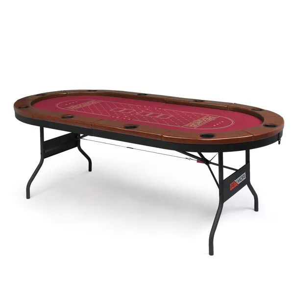 PEXMOR 10 Player Foldable Poker Table, Folding Texas Holdem Blackjack Casino Game Table w/Deeper Stainless Steel Cup Holders| Casino-Grade Felt| Water-Resistant Cushioned Rail, Fully Assembled