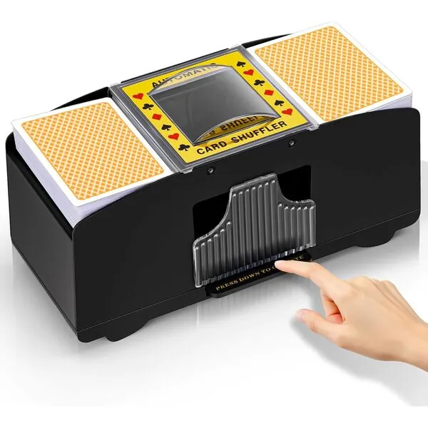 YUCEEN Automatic Card Shuffler 1/2/4/6 Decks,Battery Operated Electric Playing Card Shuffler for UNO,Casino Card Game,Poker,Phase 10,Blackjack,Texas Hold\'em,Home Card Games