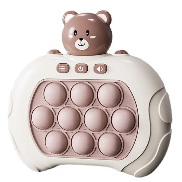 Fast Push Bubble Game Machine, Daleo Quick Push Pop Game Fidget Toys for Ages 8-13 Kids, Handheld Pop Light Up Push It Toy for Boys and Girls (Bear)