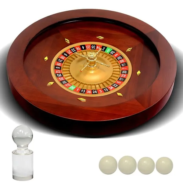 JIESITE Deluxe Wooden Roulette Wheel Casino Grade Precision Bearings Roulette Wheel Set for Adults Club Parties (Dark, 20in)