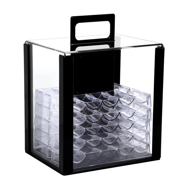 JIESITE Acrylic Poker Chip Case 600/1000pcs Capacity Poker Chip Trays Set Including 10 Poker Chip Holder Poker Chip Display Case for Standard Size Chips