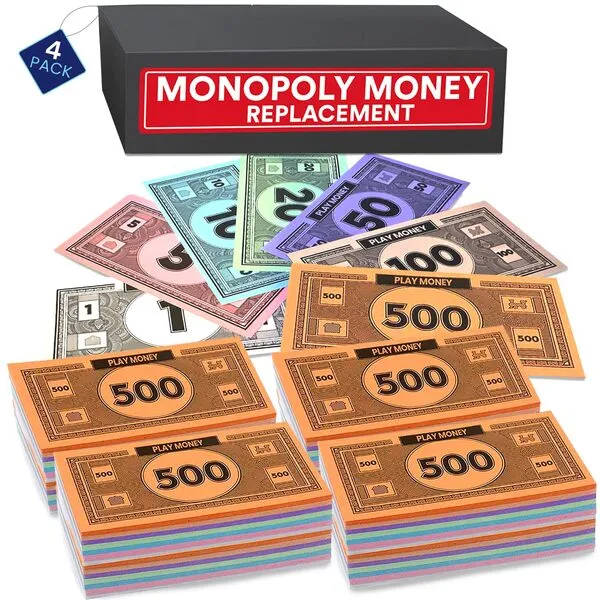 Monopoly Money Replacement – 4 Sets of 30 Each Bill Denomination - 4 Pack