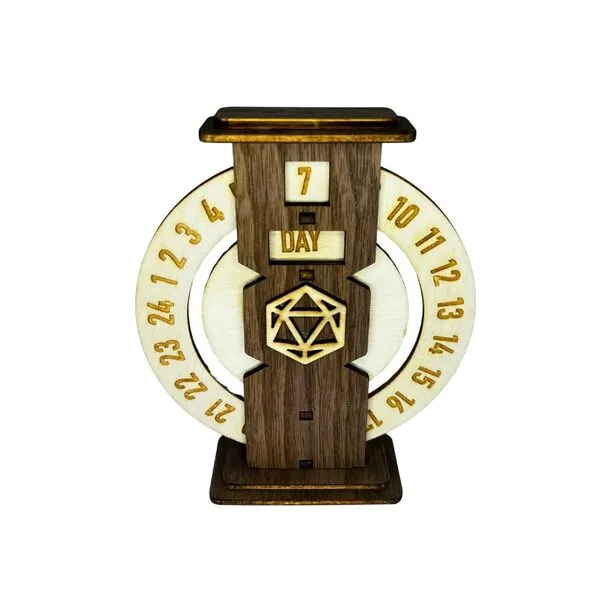 Time Tracker for DND Dungeons & Dragons Tabletop RPG | Time Tracker for RPG | Wood Laser Cut Design with 20 Tabs | Made in USA (Time Tracker)