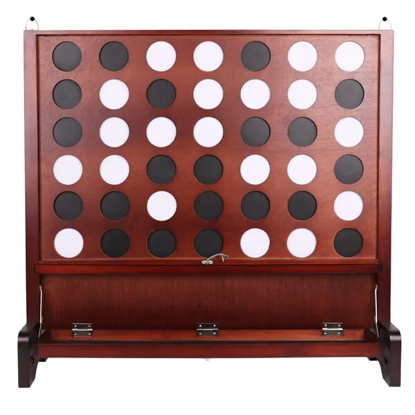 Giant Wooden 4 in a Row Connect Game with Folding Tray - Yard Indoor Outdoor Games for Adults and Family Two Ways to Play Includes Shoulder Strap Jumbo Size