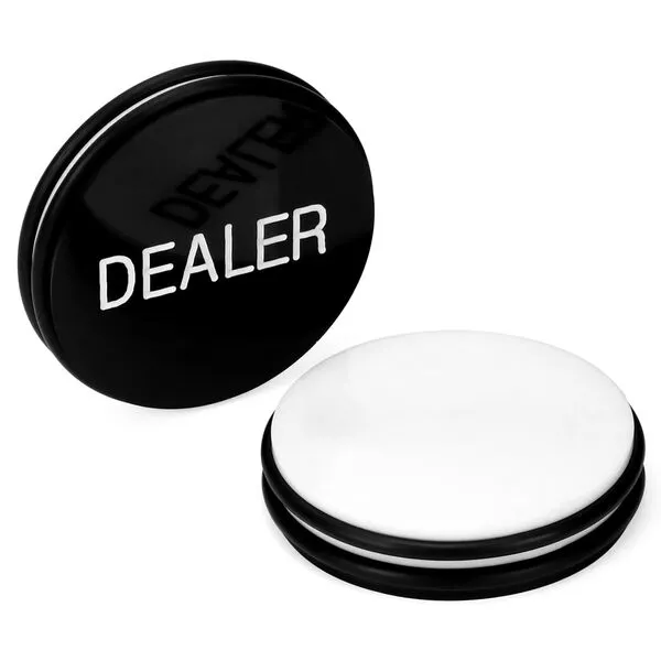 QWORK Casino Grade Dealer Button - Heavy-Duty Double-Sided Acrylic Poker Dealer Puck Button, 3