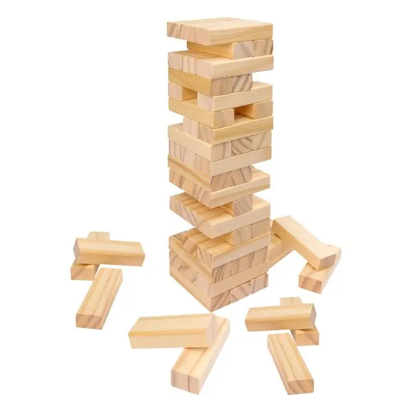 Offelec Wooden Blocks Stacking Tumbling Tower Game for Kids Adults Family 54 pcs Classic Block Stacking Board Games for Indoor Outdoor Night Toy Games