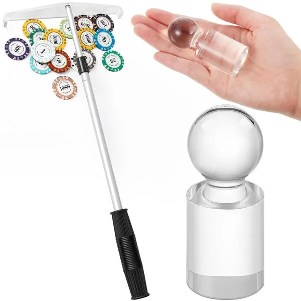 JellyArch Telescopic Roulette Chip Rake and Roulette Marker Adjustable Poker Chip Rake Acrylic Win Marker Chip Push Chips Harrow Collector for Roulette Wheel Table Game
