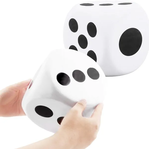 2 Pack 6 Inch Large Dice Set Jumbo Soft Foam Dice Giant Squishy Square Dice Toys for Educational Toys Game Nights Casino Themed Party Decorations (Color Set 1)