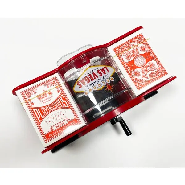 No Jammed Playing Cards: Manual Hand Crank Card Shuffler, Including Two Decks of Playing Cards. Suitable for Playing Games Such as Uno, Hold\'em, Blackjack, Rummy, Phase 10, Skip-Bo, and More