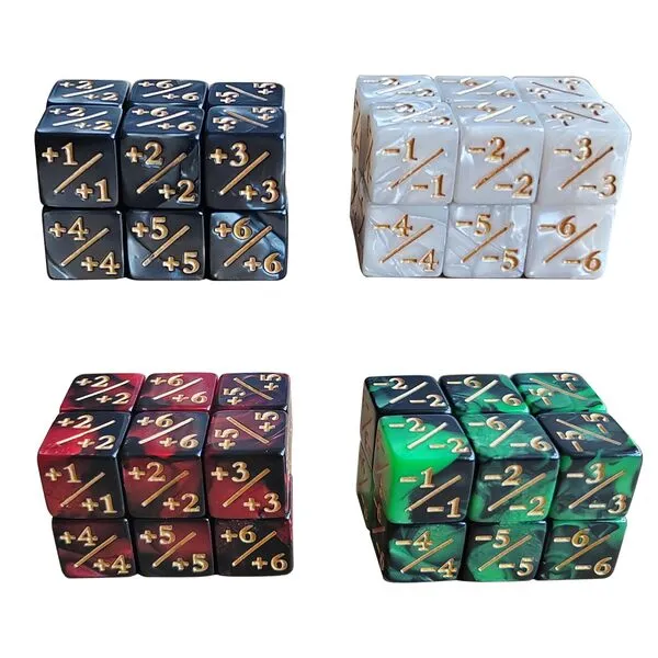 48 Pieces MTG Dices Counter Token Dice Set 16mm Starry Marble Loyalty Dice Cube Buff D6 Dice for MTG, CCG, Card Gaming, 4 Colors